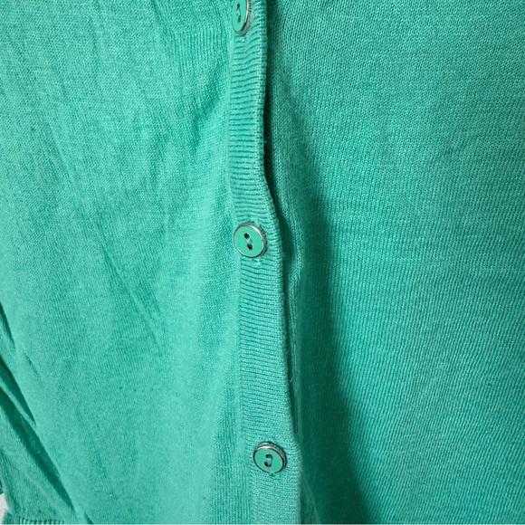 The Limited Turquoise Cardigan Size Medium V-neck Three Quarter Sleeves Office - Picture 4 of 10